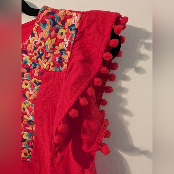 Amazon Red Embroidered Shift Dress Size S NWT - Picture 9 of 12